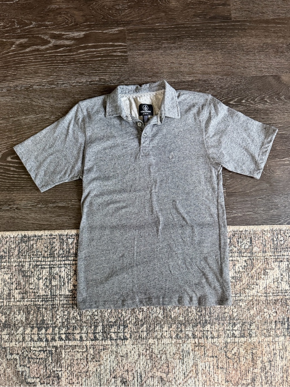 Volcom Boys Heather Gray Polo Shirt Size Large